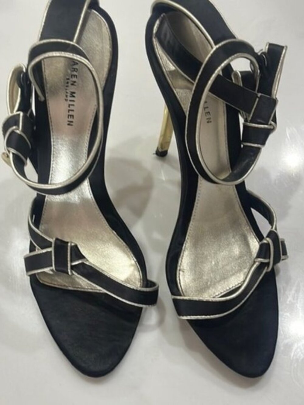 Karen Millen Black and Gold Heels with Sleek Design